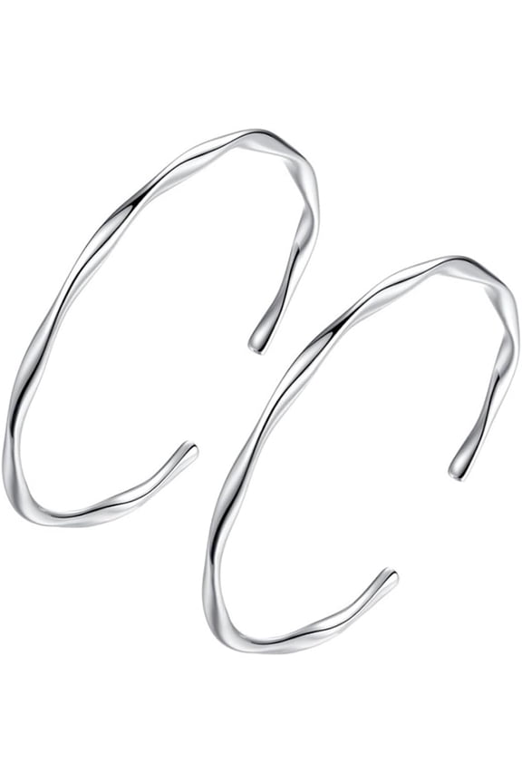 925 Sterling Silver Cuff Bangle Bracelets Adjustable Jewelry Fashion Simple Open Bangles Cuff Jewelry for Women Mom Wife Mothers Day Valentine Gift