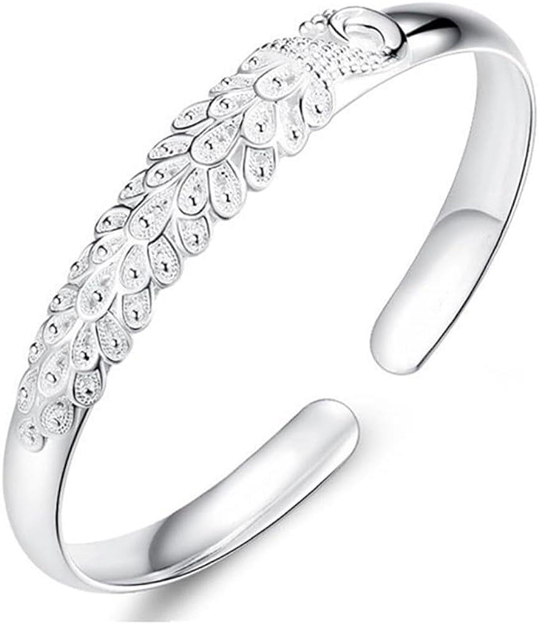 925 Sterling Silver Cuff Bangle Bracelets Adjustable Jewelry