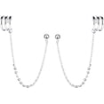 thumbnail image 1 of 925 Sterling Silver Cuff Earrings Chain for Women Crawler Earrings Studs, 1 of 6