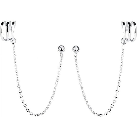 925 Sterling Silver Cuff Earrings Chain for Women Crawler Earrings Studs