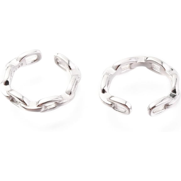 925 Sterling Silver Cuff Earrings with Cable Chain Sterling Silver Simple Curb Earrings Jewelry Gift for Her