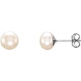 thumbnail image 1 of 925 Sterling Silver Cultured White Freshwater Pearl 6.0-7mm Polished Freshwater Cultured Pearl Earrings Stud Earring for, 1 of 2