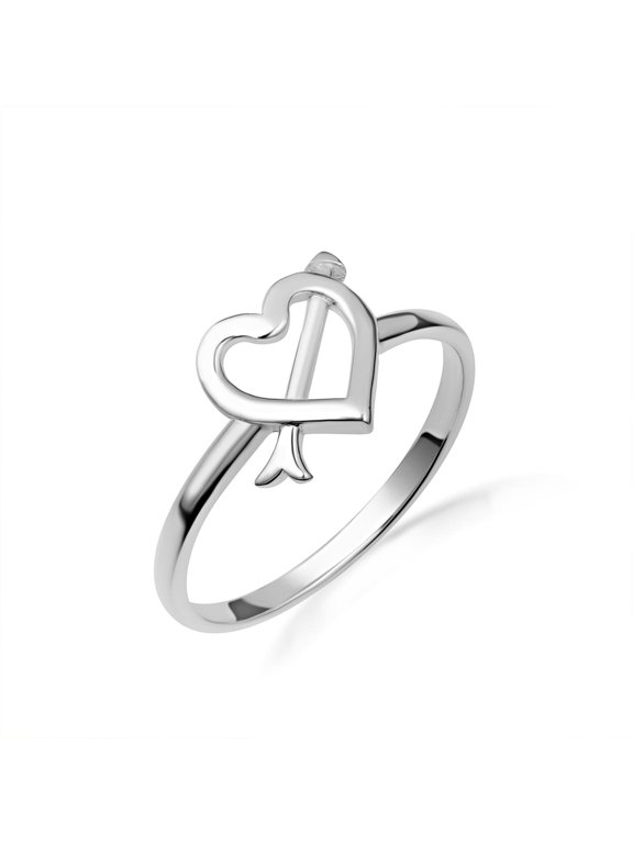 .925 Sterling Silver Cupid's Arrow Heart Love Ring/ Ring Size 7