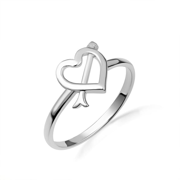 .925 Sterling Silver Cupid's Arrow Heart Love Ring/ Ring Size 8