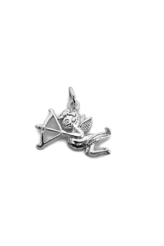 .925 Sterling Silver Cupid with Bow and Arrow Charm Pendant