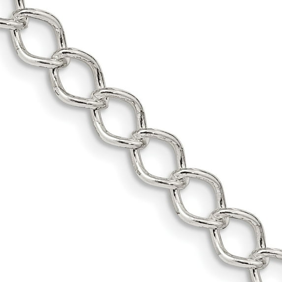925 Sterling Silver Curb Chain Styles Necklace 5.75 mm Fancy Open 16 inch