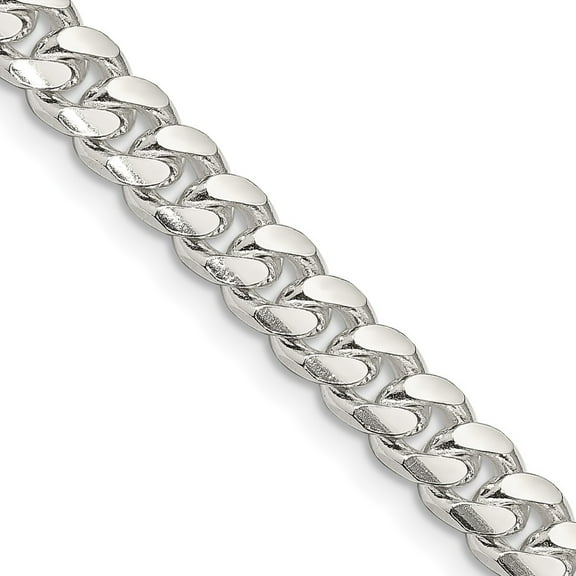 925 Sterling Silver Curb Chain Styles Necklace 7 mm Domed w/ Side D/C 18 inch