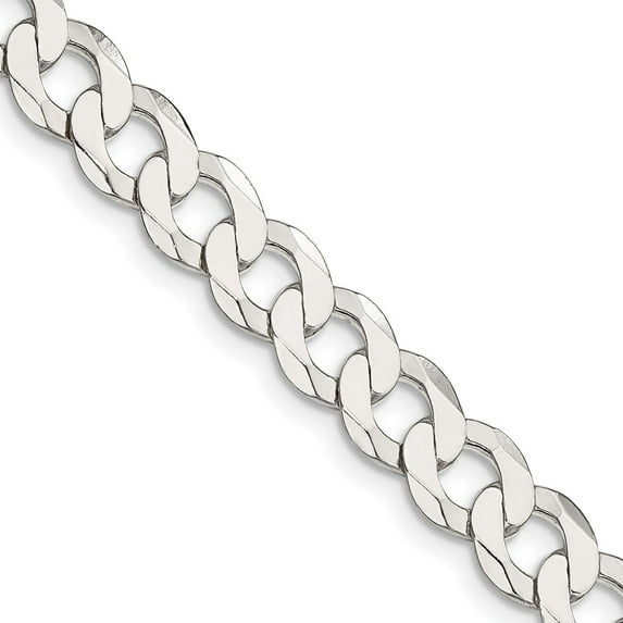 925 Sterling Silver Curb Chain Styles Necklace 8 mm Flat 24 inch