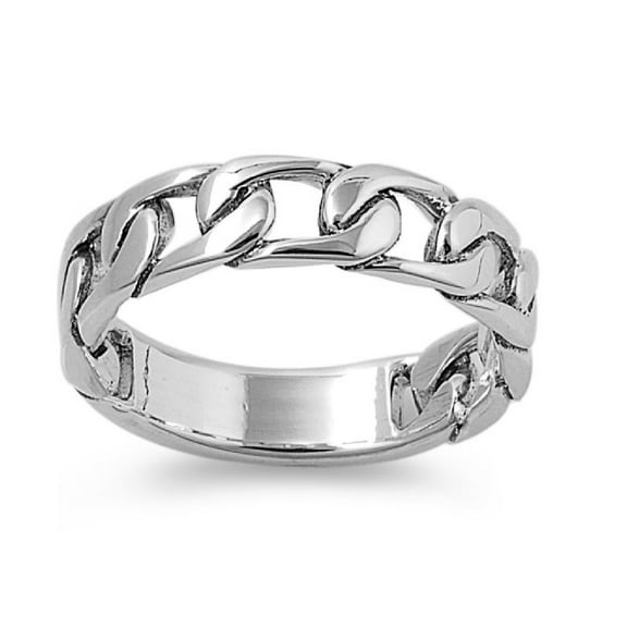 925 Sterling Silver Curb Creativity Chain Art Ring Size 5