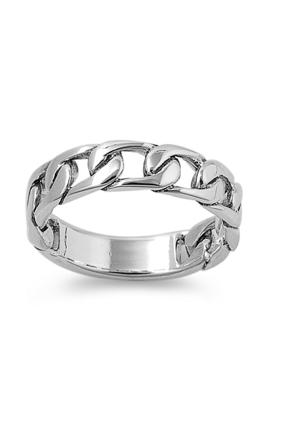 925 Sterling Silver Curb Creativity Chain Art Ring Size 6