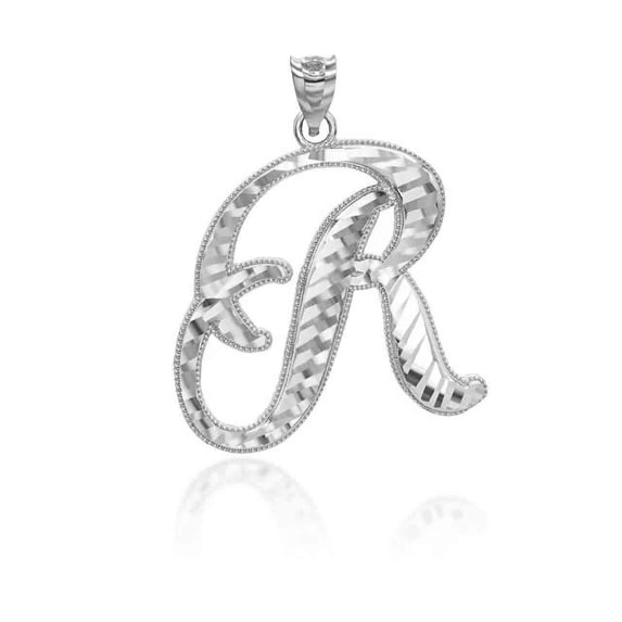 .925 Sterling Silver Cursive Diamond Cut Letter