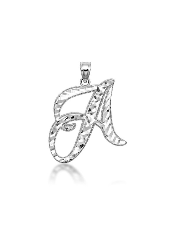 .925 Sterling Silver Cursive Diamond Cut Letter "A-Z" Initial (Pendant)