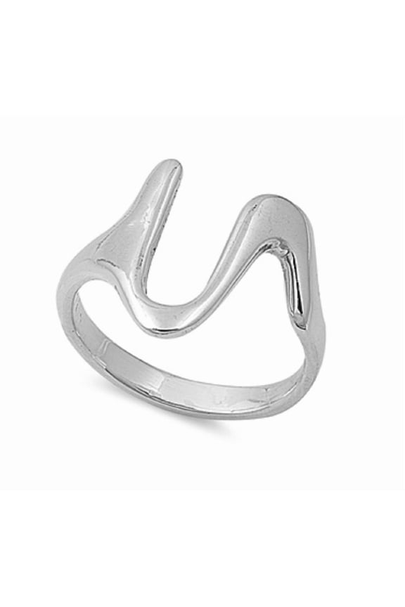 925 Sterling Silver Curved Ring Size 8