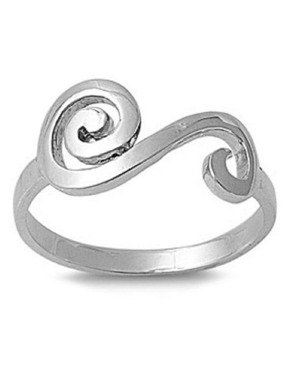 925 Sterling Silver Curvy Op Art Infinity Ring Size 5