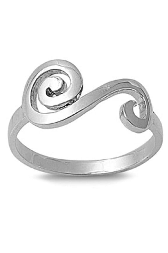 925 Sterling Silver Curvy Op Art Infinity Ring Size 5