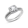 thumbnail image 1 of 925 Sterling Silver Cushion Cubic Zirconia CZ 2Pc Halo Wedding Engagement Ring Set Sz 10, 1 of 2