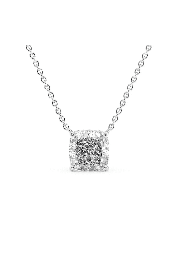 925 Sterling Silver Cushion Cut Moissanite Pendant Necklace  White Gold Plated | Engagement, Wedding, Anniversary Gift | 6-Month Warranty | 20 Inch