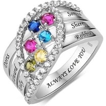 925 Sterling Silver Custom Mothers Rings with 1-6 Names and Birthstones Personalized Birthstones Ring for Mother Custom Family Ring for Women Rings for Mothers Day Christmas