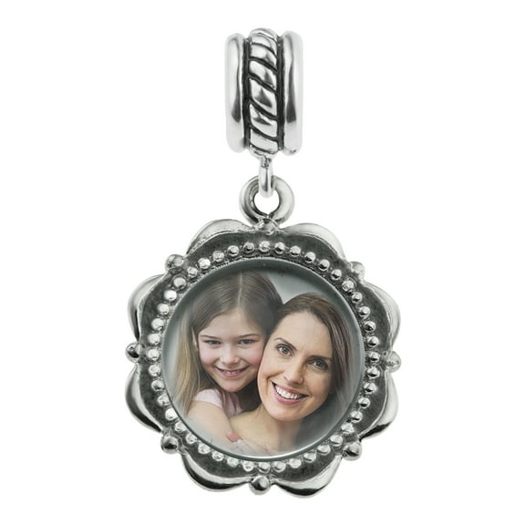 925 Sterling Silver Custom Photo Personalized Dangle Charm Bead for European Charm Bracelets