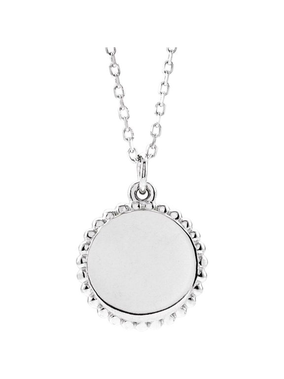 925 Sterling Silver Customizable Polished 16-18 Inch Engravable Round Beaded Necklace Pendant Necklace for Women