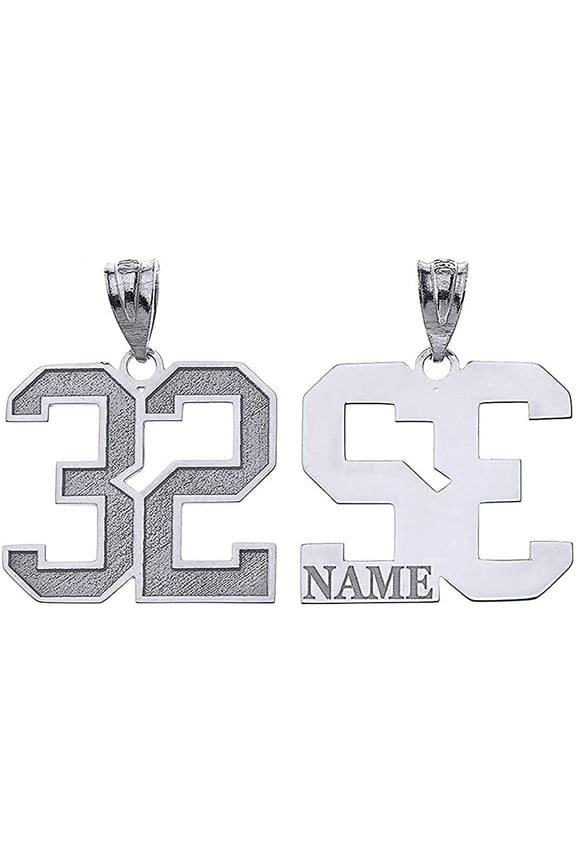 .925 Sterling Silver Customizable Sports Jersey Lucky Number and Name Pendant Charm - 89