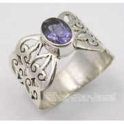 SILVERSTARJEWEL 925 Sterling Silver Cut Iolite Handcrafted Celtic Ring Size 5 Made In India