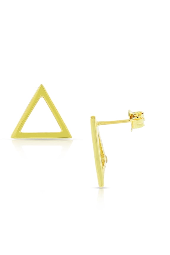 925 Sterling Silver Geometric Triangle Stud Earrings, 0.55"