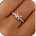 thumbnail image 1 of 925 Sterling Silver Cute Butterfly Rings for Women Dainty 14k Gold Plated CZ Rhinestone Insect Stacking Promise Ring Mother Daughter Ring Jewelry Christmas Gifts for Friends, 1 of 9