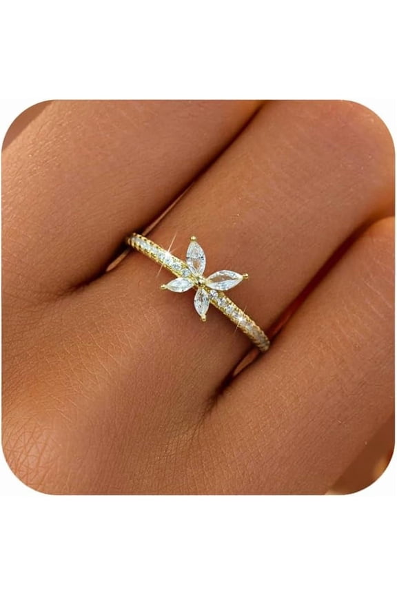 925 Sterling Silver Cute Butterfly Rings for Women Dainty 14k Gold Plated CZ Rhinestone Insect Stacking Promise Ring Mother Daughter Ring Jewelry Christmas Gifts for Friends