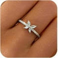 thumbnail image 1 of 925 Sterling Silver Cute Butterfly Rings for Women Dainty 14k Gold Plated CZ Rhinestone Insect Stacking Promise Ring Mother Daughter Ring Jewelry Christmas Gifts for Friends, 1 of 6