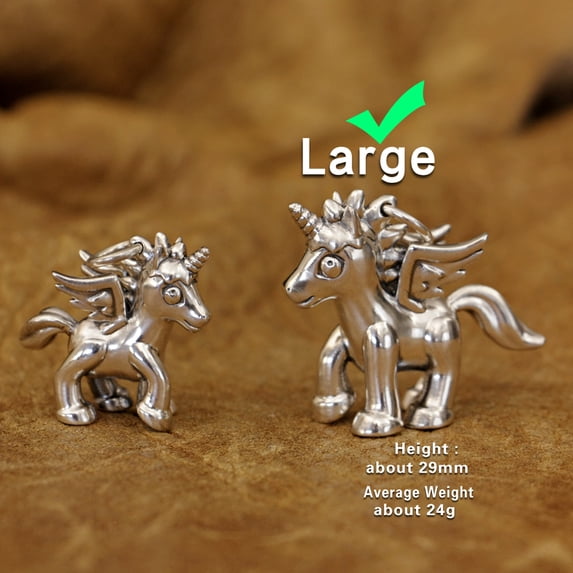 925 Sterling Silver Cute Flying Horse Pendant Little Unicorn Jewelry TA336 Large Size