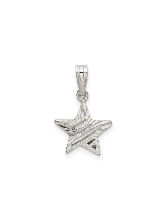 925 Sterling Silver Cutout Star Pendant Charm, Polished Celestial Design