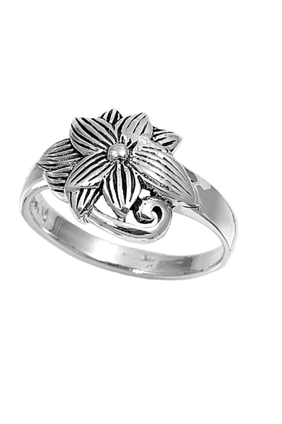 925 Sterling Silver Daffodil Flower Ring Size 9