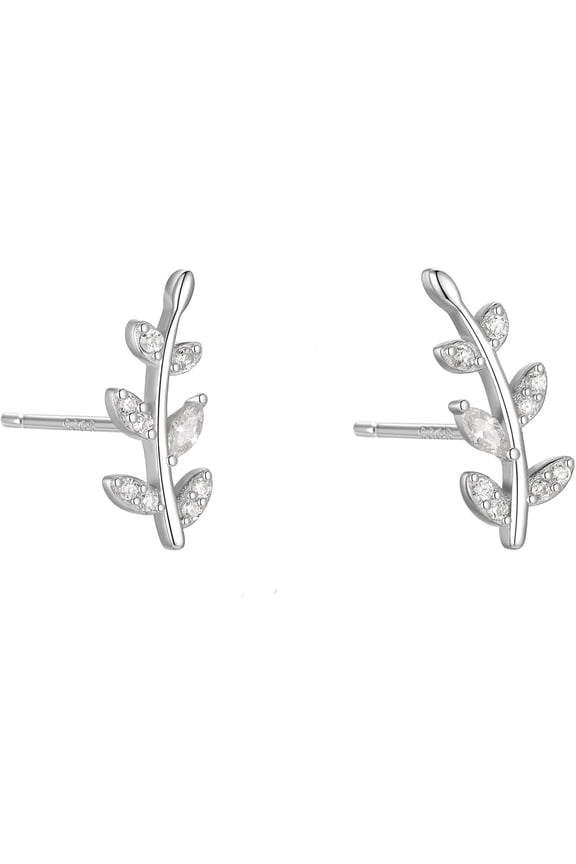 925 Sterling Silver Dainty Cz Ear Climbers Stud Earrings - Hypoallergenic Small Minimalist Ear Crawler Earrings for Women