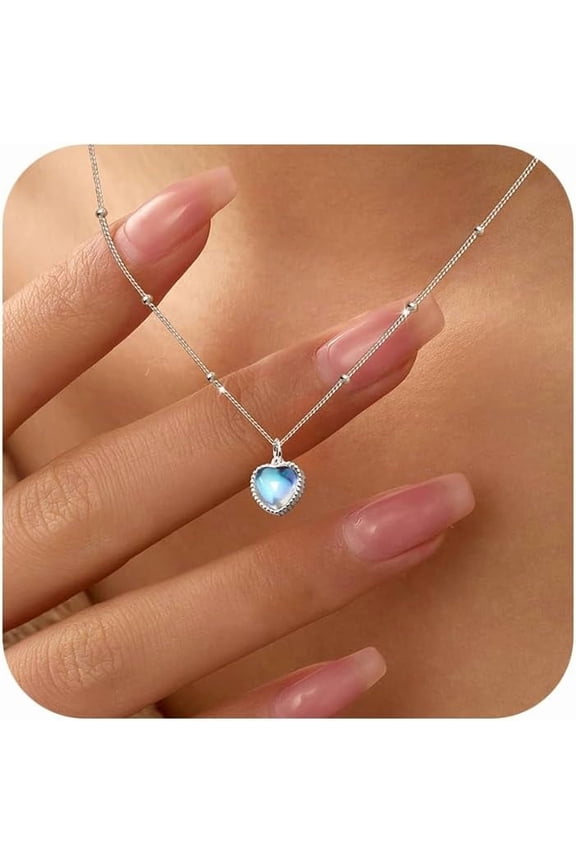 925 Sterling Silver Dainty Moonstone Choker Necklaces for Women Cute Chain Pendant Necklace Moonstone Charm Jewelry New Beginnings Birthday Wedding Christmas Jewelry Gift for Her