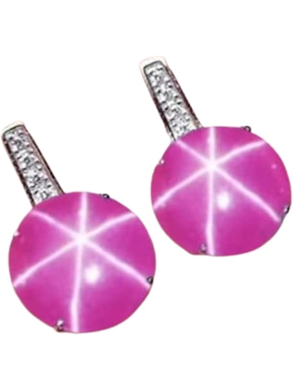 925 Sterling Silver Dainty Pink Star Ruby Stud Earrings Elegant and Timeless Jewelry for Women, Perfect for Everyday Wear or Special Occasions Silver