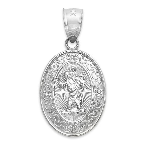 Golden Fire 925 Sterling Silver Saint Christopher Pendant with Filagree Frame Details - Religious Jewelry Gifts for Women