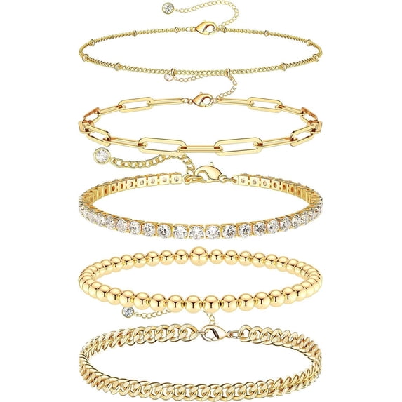 925 Sterling Silver Dainty Silver Bracelets for Women Trendy, Fashion Pack Gifts for Women