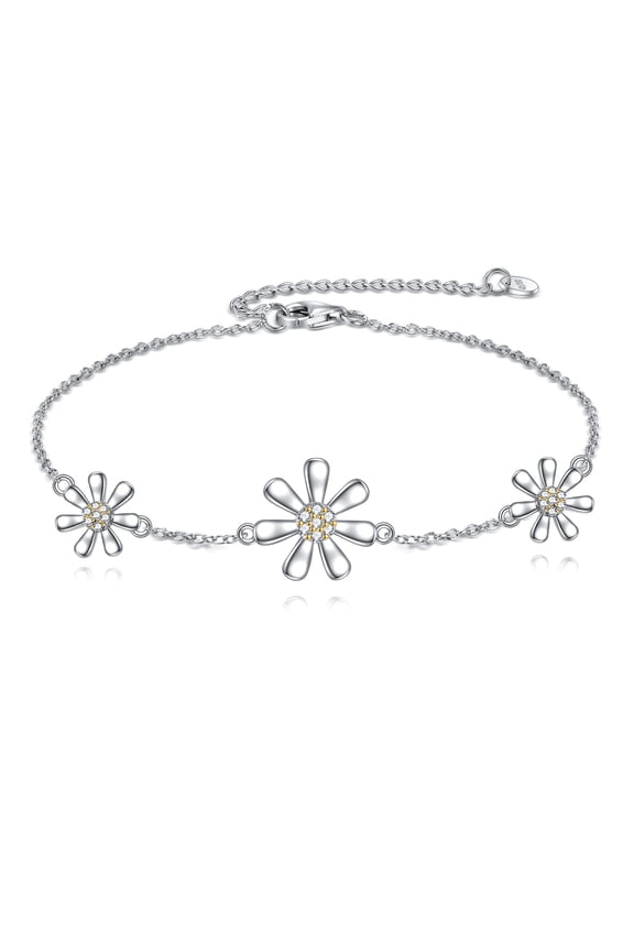 925 Sterling Silver Daisy Bracelet for WomenDainty Daisy Flower Bracelet Jewelry for Women Daisy Lovers