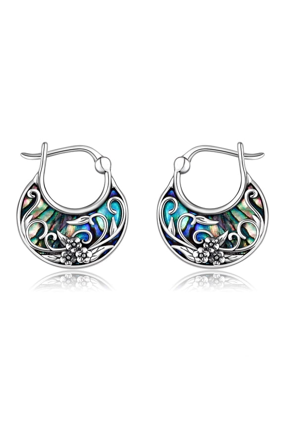 925 Sterling Silver Daisy Flower Hoop Earrings
