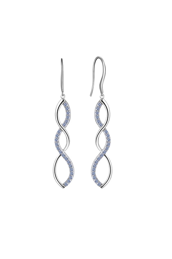 925 Sterling Silver Dangle Earrings Women Blue Topaz Drop Earrings Jewelry Spiral Hook Mother Wife Christmas Valentine's Day Gift for Her