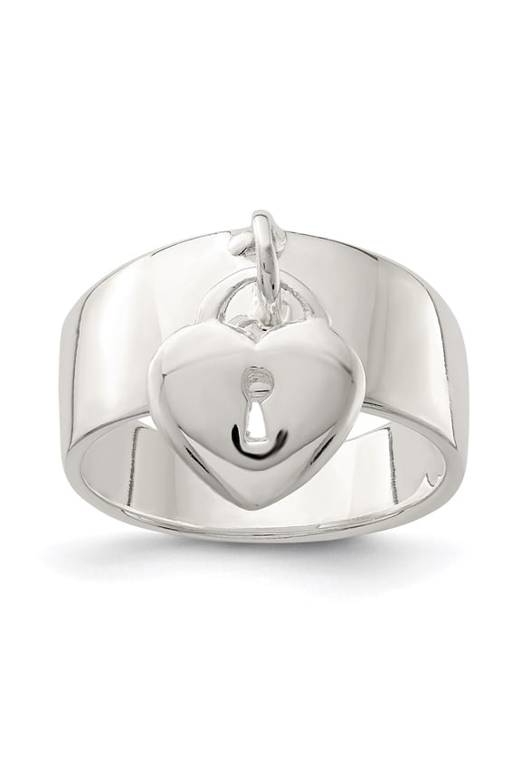 925 Sterling Silver Dangle Lock Ring Fine Jewelry For Women Gifts For Her, Size 7