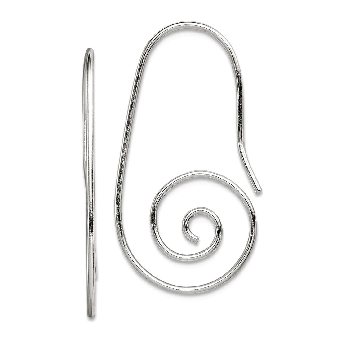 925 Sterling Silver Polished Hook Swirl Earrings 31x16mm Wide Dangle Earring for Women - .8 Grams