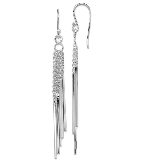 925 Sterling Silver Polished Shepherd hook Five Chains and Bars Earrings 69x7mm Wide Dangle Earring for Women and Men