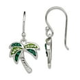 thumbnail image 1 of 925 Sterling Silver Polished Shepherd hook Light Dark Green Crystal Palm Tree Earrings 28x15mm Wide Dangle Earring for W, 1 of 2