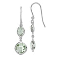 thumbnail image 1 of 925 Sterling Silver Polished Shepherd hook Rhodium Plated Diamond Green Quartz Earrings 39x10mm Wide Dangle Earring for, 1 of 2