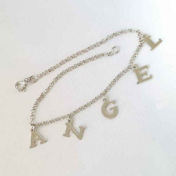 925 Sterling Silver Dangling ANGEL Link Chain Anklet Bracelet