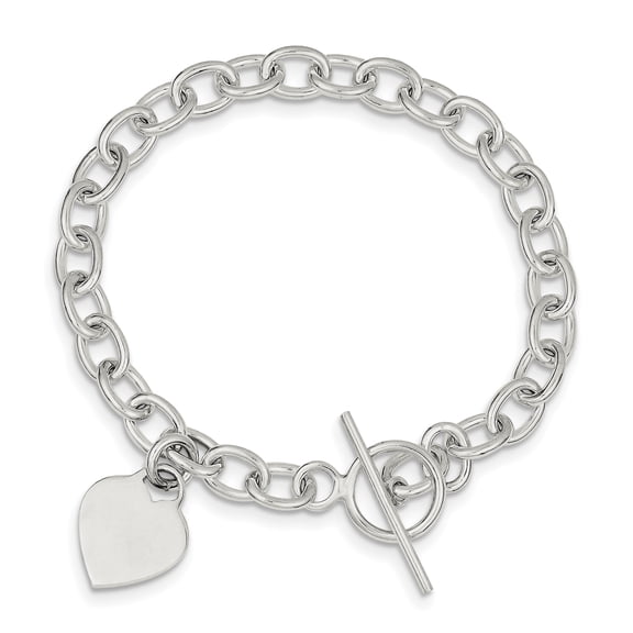 925 Sterling Silver Dangling Heart Charm Bracelet