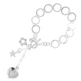 thumbnail image 1 of 925 Sterling Silver Dangling Heart Star & Flower Charm Link Bracelet, 1 of 1