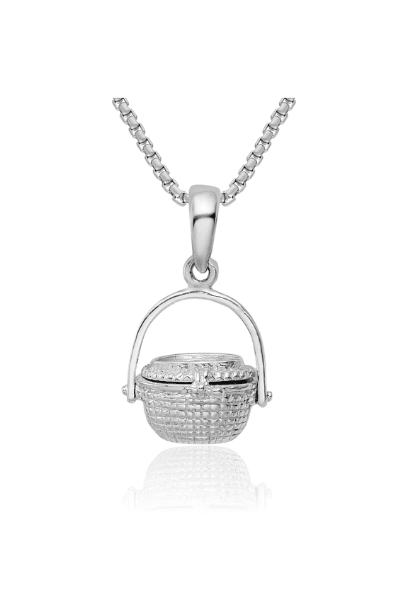 925 Sterling Silver Dangling Lightship Nantucket Basket Necklace Hanging Charm Pendant